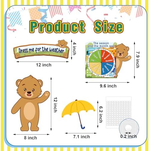 Gilprop 58 Pcs Dress for Weather Bulletin Board Set for Classroom, Bear