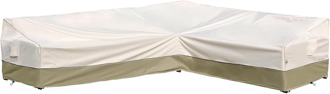Outdoor Sectional Cover-L-Shaped Patio Furniture Covers Waterproof Rip-Stop Anti-UV 600D Heavy Duty Outdoor Couch Sofa Cover with 3 Air Vents, 120''L （90''L）33''D 35''H, Light Green