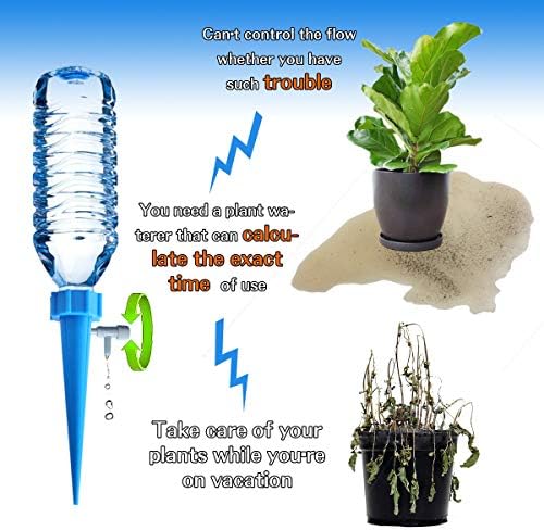 Self Plant Watering Spikes 12 Pack Auto Drippers Irrigation Devices Vacation Automatic Plants Water System with Adjustable Control Valve Switch Design for Houseplant, Gardenplant, Officeplant