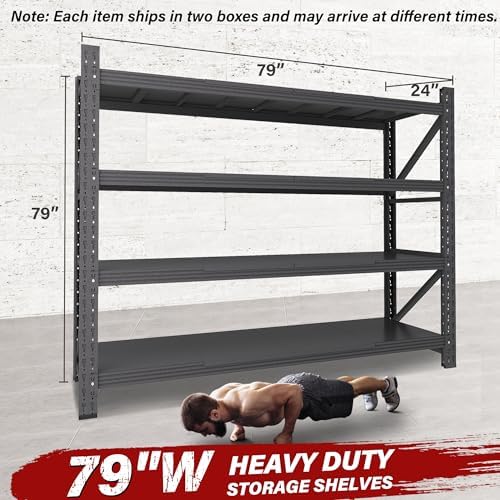 6000LBS Heavy Duty Garage Shelving Units,79" Wide & Deep Storage Shelves,Black Metal Garage Shelves,Large Storage Rack,Steel Shelf,Industrial Shelving for Shop,Warehouse,Basement,79" W x 24" D x 79" H