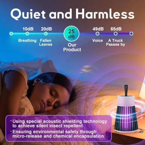 Mozz Guard Mosquito Zapper, 2025 New MozzGuard Outdoor Mosquito Lamp, USB Charing and Low Noise, Portable Cordless Zapper Outdoor, for Indoor, Home Garden, Camping, Picnic (2 Pack)