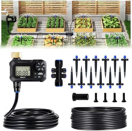 HIRALIY 50FT Automatic Drip Irrigation Kit with Timer