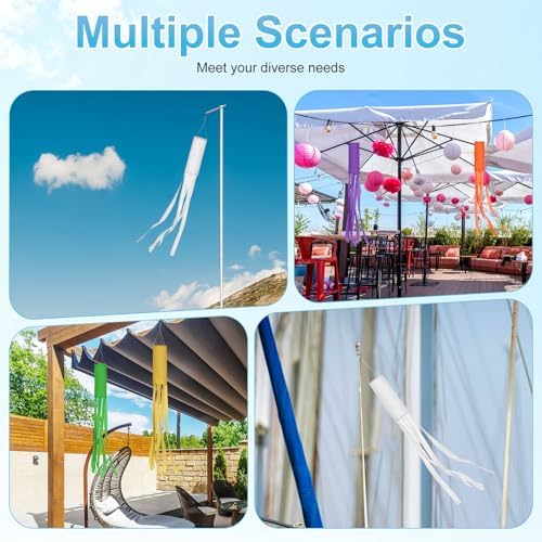 M METERXITY 1-Pack Windsock Flag, Colorful Wind Socks for Garden/Yard/Patio/Home Decor, Spring Summer Fall Winter Outdoor Hanging Decoration [59 in / 150cm, White]
