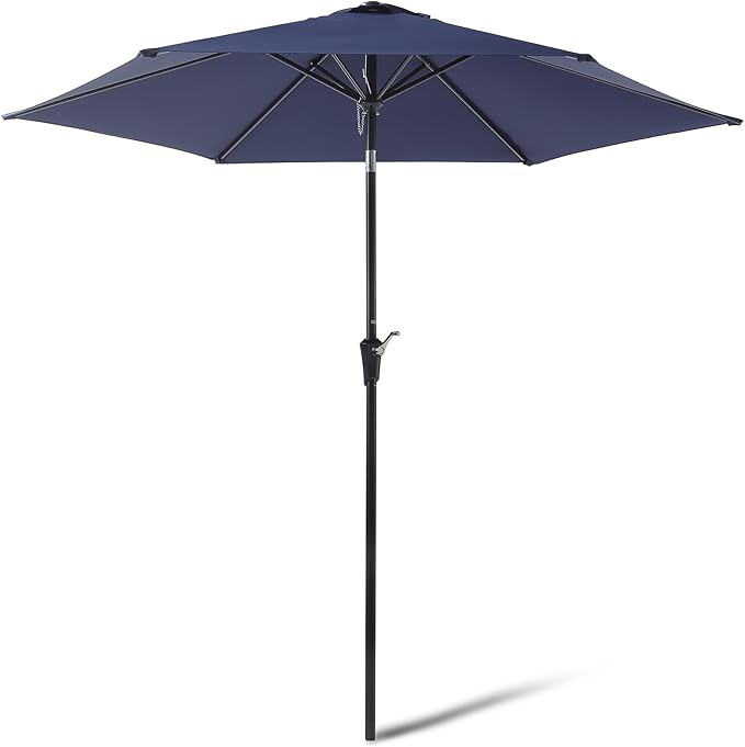 Amazon Basics Patio Umbrella, Crank Lift and Push Button Tilt, 10 Foot, Navy