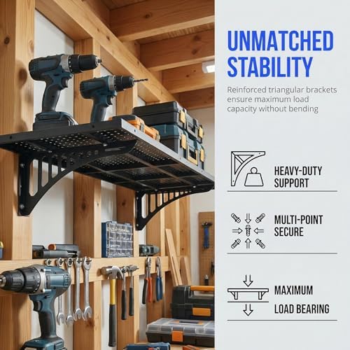4 Pack Heavy Duty Garage Wall Shelving 45.3 x 16.5 Inch