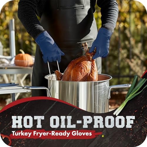 KITCHEN PERFECTION S Silicone Smoker BBQ Gloves - Heat Resistant Oven Mitts