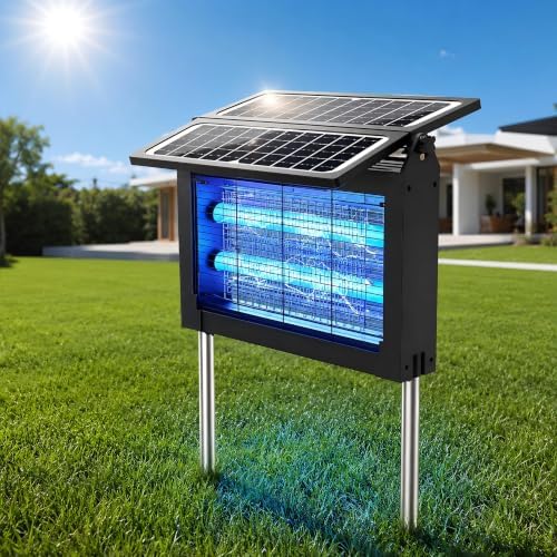 Solar Bug Zapper Outdoor, 4500V Grid, Foldable Solar Panel, IPX5 Waterproof
