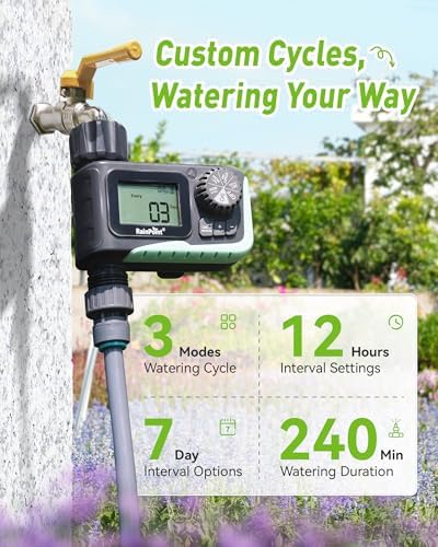 RAINPOINT Sprinkler Timer Outdoor, Water Timer for Garden Hose, Programmable Watering Irrigation Timer with Rain Delay/Manual(Plastic)