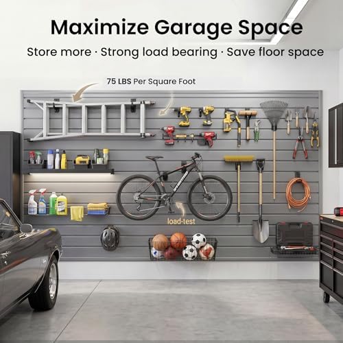 SMARTSTANDARD Gray Slatwall Panel Set, 4x8 FT PVC Panel with Accessory Kit