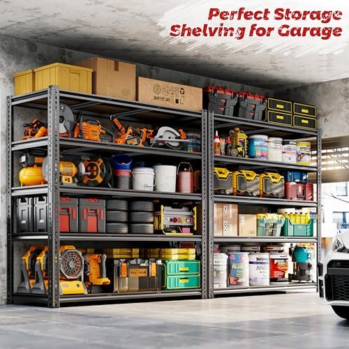 48"W Garage Shelving Heavy Duty ,5 Tier Metal Shelving Unit ,3050LBS, 2PCS