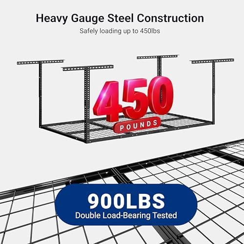 FLEXIMOUNTS 3x6 Overhead Garage Ceiling Storage Rack, 2 Pack, Black