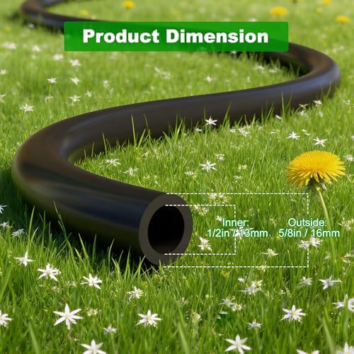 1/2 Inch Blank Drip Irrigation Tubing, 60FT Distribution Hose for Garden, Greenhouse & Raised Beds, Flexible UV-Resistant Watering Line for Drip Irrigation Systems