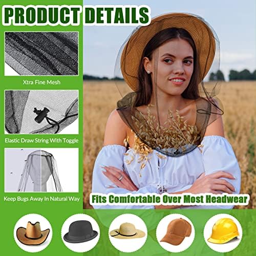HESTYA 4 Pack Mosquito Head Net Mesh Face Cover Outdoor, Stylish Colors