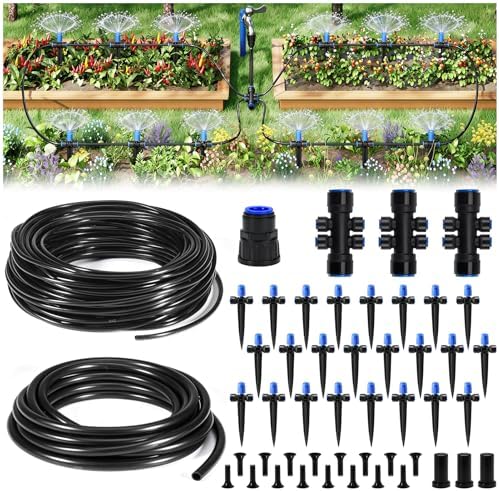 HIRALIY 140FT Quick-Connect Drip Irrigation Kit for Large Gardens