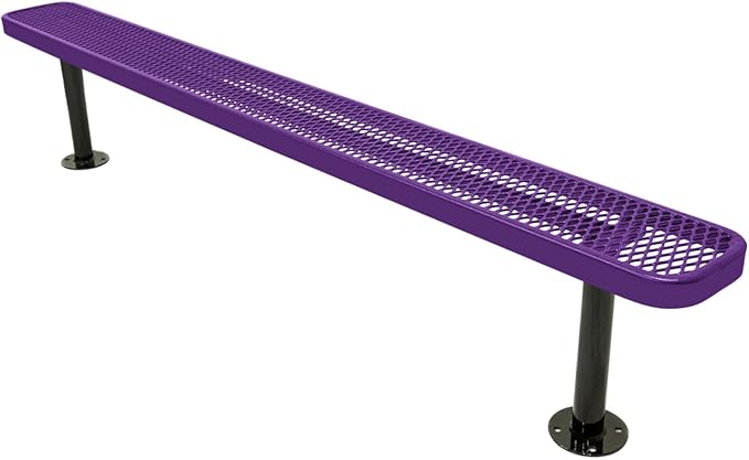 COATEDOUTDOORFURNITURE Heavy-Duty Outdoor Bench Thermoplastic Coated, Expanded Metal, Commercial-Grade Seating, Made in America (Surface Without Back, 8 Ft, Textured Purple)