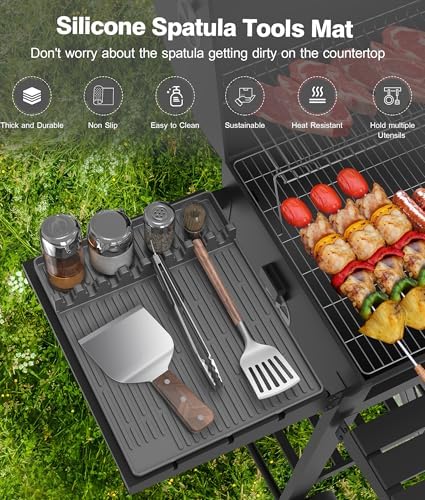 Silicone Grill Mat for Blackstone Griddle Accessories, 8-Slot Tool Mat