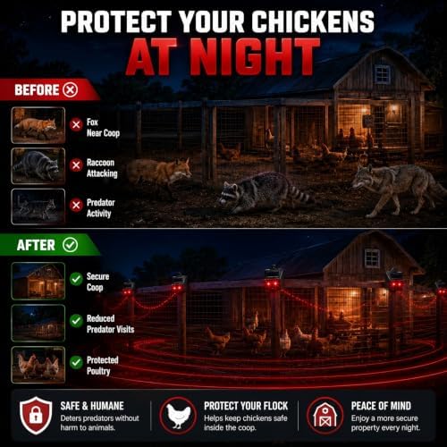 4 Pack New Solar Nocturnal Animal Repeller Outdoor Coyote Deterrent with Auto Activate Predator Eyes Animal Deterrent Predator Lights for Chicken Coop, Yard & Garden,Scare Raccoon Skunk Deer Fox
