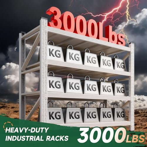 Letaya 3000LBS Storage Shelves Heavy Duty,70" H Garage Shelving Units, 4 Tier Adjustable Utility Rack Shelf,Large Metal Industrial Shelves,for Shop,Warehouse,Basement (48" W x 24" D x 70" H)