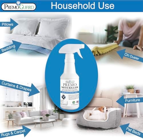 Premo Guard Natural Mite Spray, Kills Dust, Bird, Carpet, and Other Mites