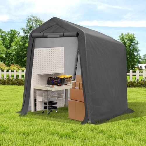 COVERONICS 6' x 7' Outdoor Portable Storage Shelter Shed, Grey