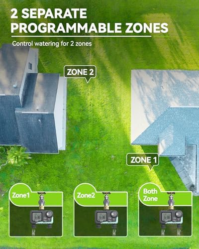 RAINPOINT Sprinkler Timer for Garden Hose - 2 Pack Brass Intel Hose Timer Rain Delay/Manual Watering/Automatic Irrigation for Yard Lawn
