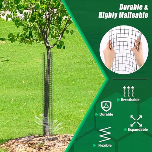 UQM 48 Inch Tree Trunk Protector, 6 Pcs Metal Tree Guards Trunk Protector