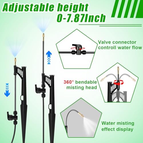 15 Sets 360° Adjustable Irrigation Misting Heads with Stake