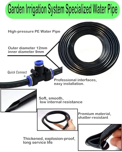 Drip Irrigation System,Automatic Garden Watering System, 360 Degree Adjustable Garden Sprinkler, High Output Mist Spray Nozzle for Potted Plants, Easy Connect & Rotating Head, Customizable Water Flow