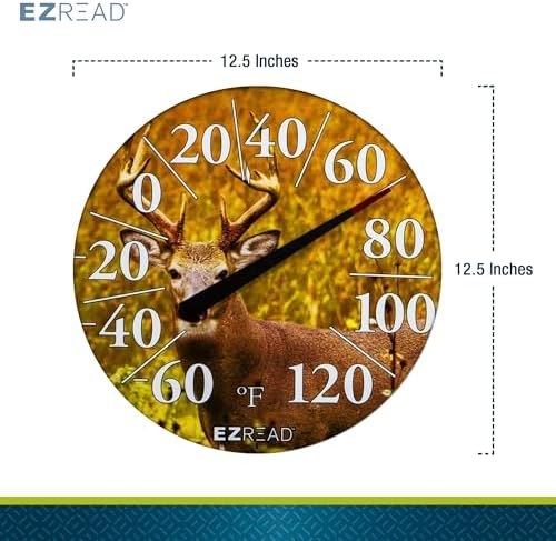 EZREAD Hanging Dial Thermometer 840-1225 Weather Thermometers for Indoor and Outdoor Use, Large 12.5 Inch Diameter, Easy to Read Numbers, Winter Cardinal