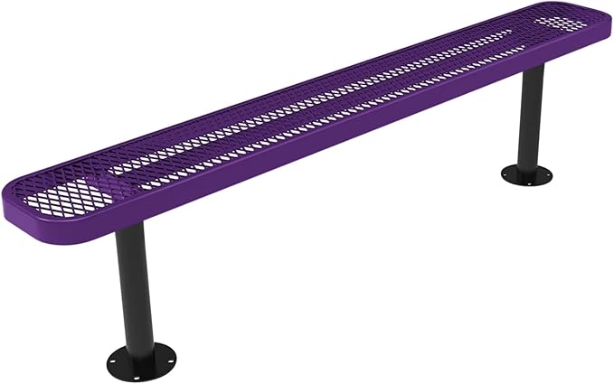 COATEDOUTDOORFURNITURE Coated Outdoor Furniture Heavy-Duty Outdoor Bench Thermoplastic Coated, Expanded Metal, Commercial-Grade Seating, Made in America (Surface Without Back, 6 Ft, Purple)