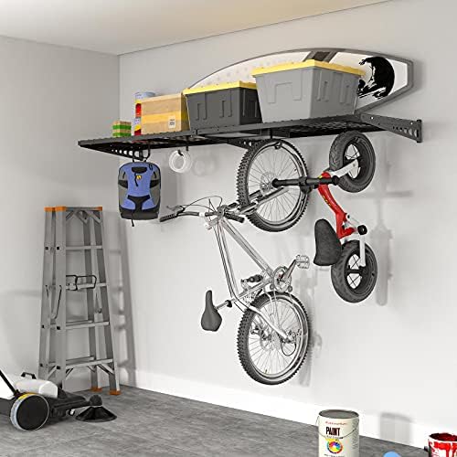 FLEXIMOUNTS 2 Pack 2x4ft Garage Storage with 4 Hooks, Black