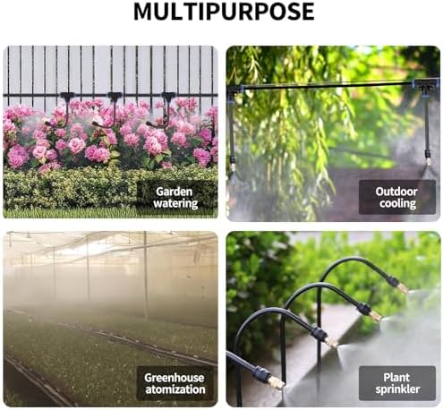 50FT Drip Irrigation System, Complete Garden Watering Kit with Rust-Proof Copper Nozzles - UV Stabilized Flexible Hose for Lawn, Greenhouse, Patio Plants