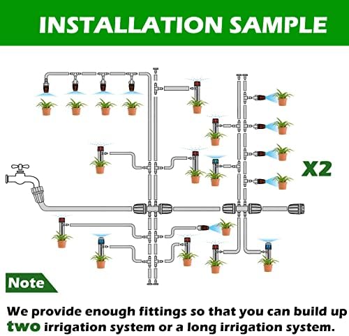 Maotong 240FT Drip Irrigation System Kit, Automatic Garden Watering Misting System for Greenhouse, Yard, Lawn, Plant with 1/2 inch Hose 1/4 inch Distribution Tubing and Accessories
