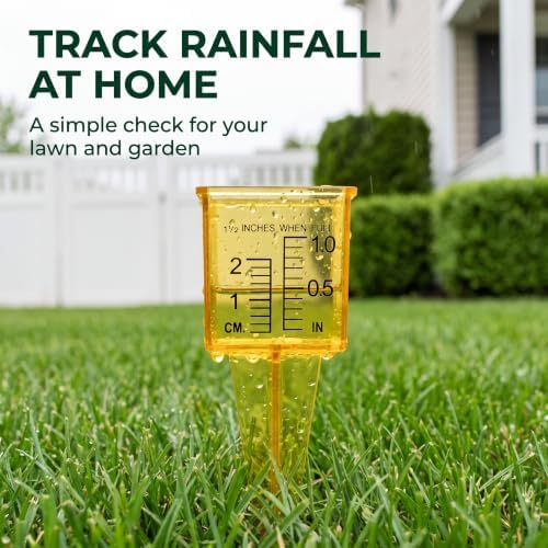 Yellow Mini Portable Sprinkler and Rain Gauge Wide Mouth Bright Yellow Outdoor Water Measuring Tool,for Lawn Yard Outdoor Home Sprinkler Gauge,Pack Thermometers and Weather Instruments,Rain Gauges