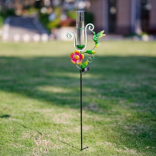 Stargarden Rain Gauge Outdoor, Hummingbird Solar Rain Gauge