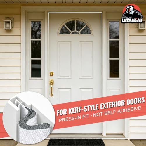 Litaibai Kerf Door Weather Stripping for Exterior Doors, White, 20 ft