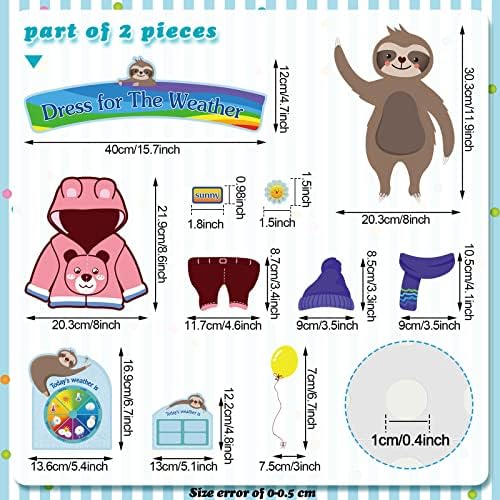 Spakon 103 Pieces Weather Chart Bulletin Board Set for Classroom Dress Weather Chart for Preschool Decoration Seasonal Bulletin Board Cutout Set for 100th Day of School Wall Decor (Cute Style)