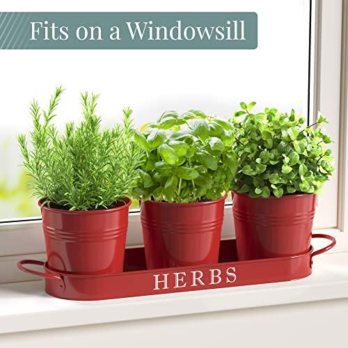 Barnyard Designs Indoor Herb Garden Planter Pots Set/3 (Brick Red)