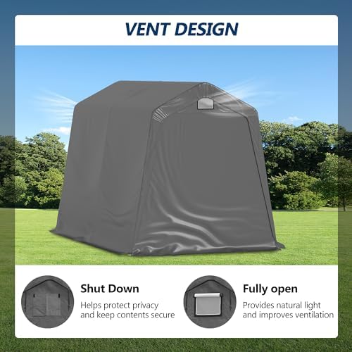 COVERONICS 7' x 12' Outdoor Portable Storage Shelter Shed, Grey