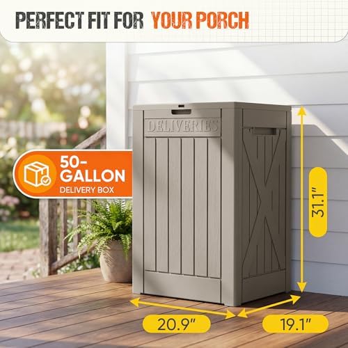 Flamaker 50 Gallon Deck Box, Package Delivery Storage Box for Outside