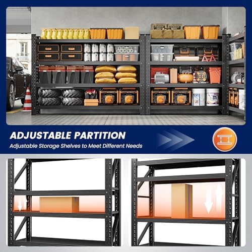 Yizosh 40" W Metal Garage Storage Shelves,Heavy Duty Adjustable Steel Organization Shelving,Utility Rack Shelf,40" W x 20" D x 60" H for Basement,Warehouse,Industrial