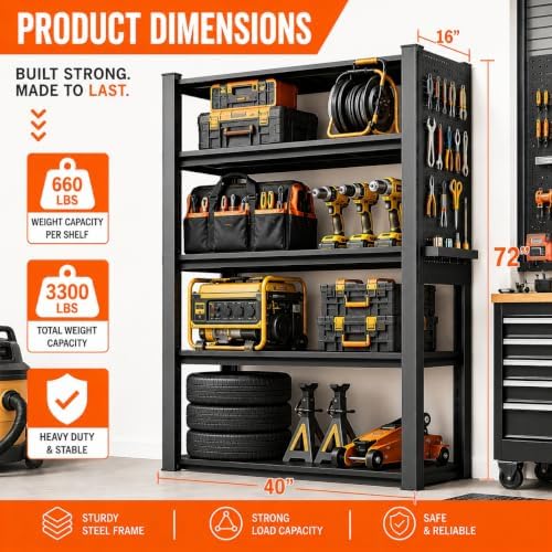 Garage Shelving, Heavy Duty Storage Shelves, Adjustable Boltless Units