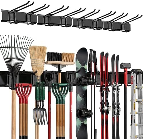 TIDYME Garage Wall Organizer, Shovel Holder Wall Mount, 64" Double Hooks