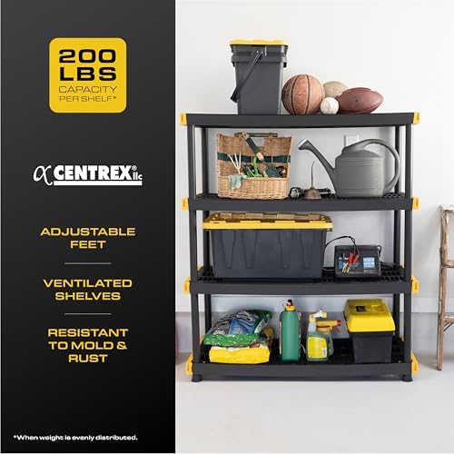 CX 4-Tier Heavy Duty Plastic Storage Shelves for Garage Organization