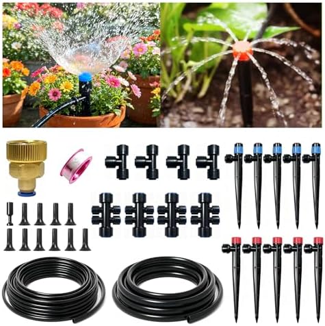 Upgraded Copper Connectors Drip Irrigation Kit (16FT+79FT)