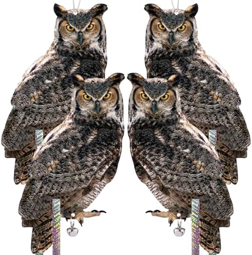 4PCS Hanging Flat Fake Owl to Keep Pigeon Away from Balcony