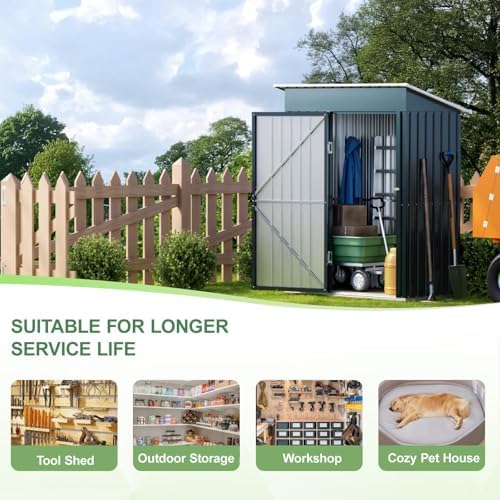 Breezz Vertical Outdoor Steel Storage Shed with Floor Frame, 5 x 3 ft