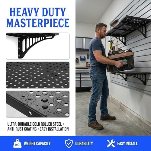 2 Pack Heavy Duty Garage Wall Shelving 45.3 x 16.5 Inch