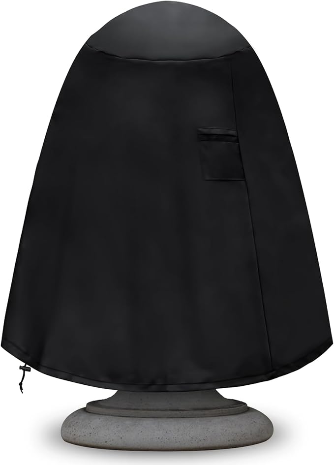 Fountain Cover（48"x68"） 600D Oxford Cloth Garden Fountain Statue Protective Cover, Fountain Protector with Drawstring Weather Resistant for Winter Outdoor Patio Fountain (48"x68"- black)