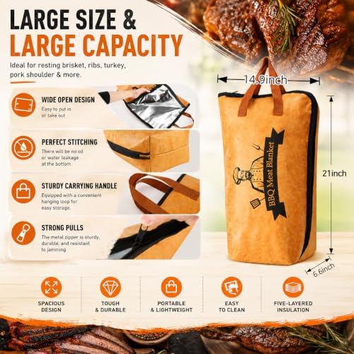 Bolycen 21 in BBQ Blanket for Resting Meat, Insulated Meat Resting Bag